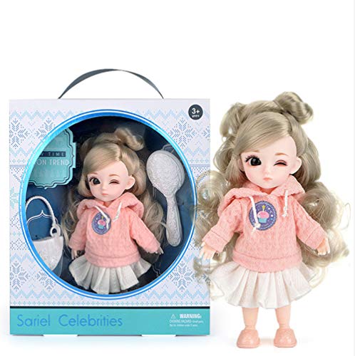 1/12 Princesa Muñeca BDJ Juguete Niña Cabello De Ojos Brillantes Hermoso Vestido Juntas Flexibles Jugar A La Casa Cumpleaños Regalo 16CM,G