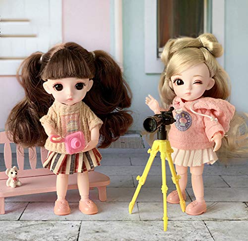 1/12 Princesa Muñeca BDJ Juguete Niña Cabello De Ojos Brillantes Hermoso Vestido Juntas Flexibles Jugar A La Casa Cumpleaños Regalo 16CM,G