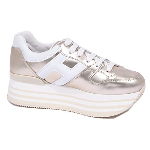 1132J Sneaker Donna Platinum/White HOGAN H283 Mirror-Like Effect Shoe Woman [38.5]