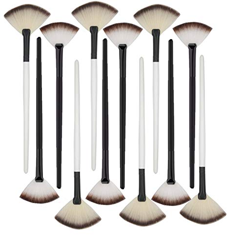 12 brochas profesionales de maquillaje de abanico, cepillos de ventilador ultrafinos, cepillos de maquillaje de mango largo, cepillos de contorno femenino, herramientas de maquillaje