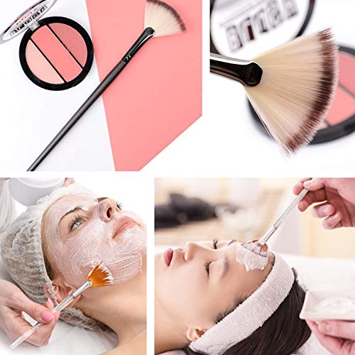 12 brochas profesionales de maquillaje de abanico, cepillos de ventilador ultrafinos, cepillos de maquillaje de mango largo, cepillos de contorno femenino, herramientas de maquillaje