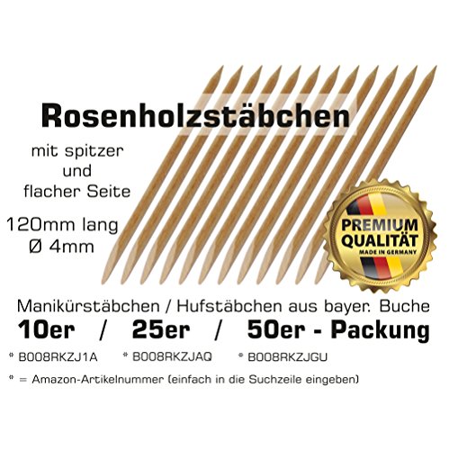 12 de madera de rosal y de los palillos/palo de naranja para Gel y acrílico con sacapuntas y plano lado