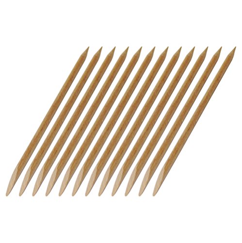 12 de madera de rosal y de los palillos/palo de naranja para Gel y acrílico con sacapuntas y plano lado