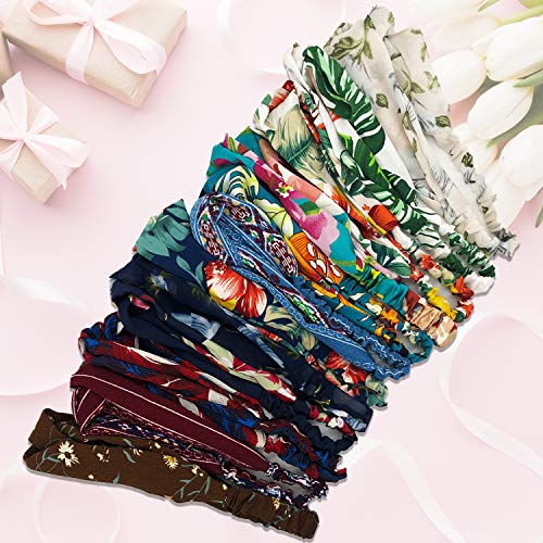 12 diademas para mujeres, bandas para el cabello elásticas con nudos para la cabeza, accesorios para el cabello con estampado de flores vintage para mujeres y niñas.