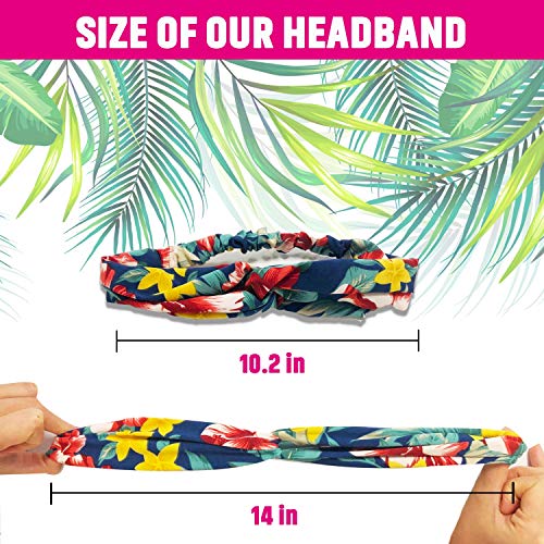 12 diademas para mujeres, bandas para el cabello elásticas con nudos para la cabeza, accesorios para el cabello con estampado de flores vintage para mujeres y niñas.