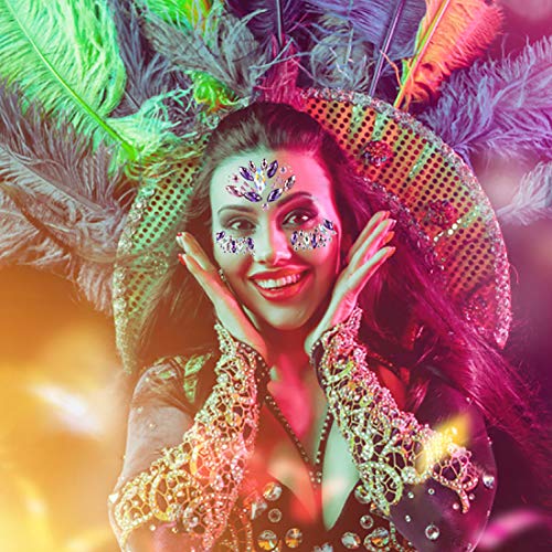 12 Juegos Pegatinas Cara Joyas Sirena Cara Gems Pegatinas Festival, Rhinestone Cara Joyas Festival del Ttatuaje Ojos Halloween Frontal Pegatina Facial
