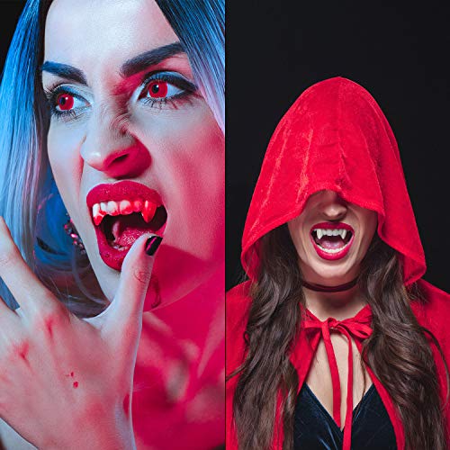 12 Pares Dientes de Vampiro de Halloween Colmillos de Vampiro Dentaduras Falsas de Disfraz para Suministros de Fiesta de Disfraces de Halloween (13 mm, 15 mm, 17 mm, 19 mm)
