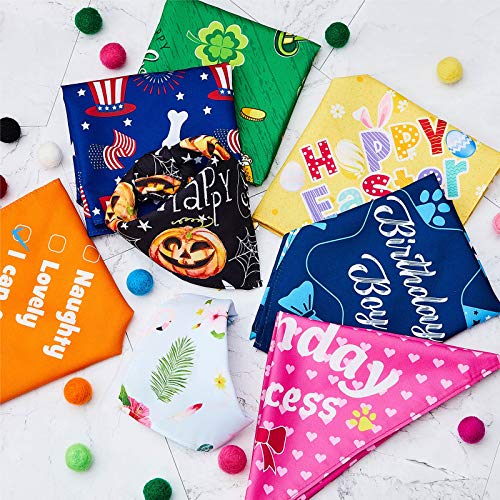 12 Piezas Bandana de Perros de Vacaciones Bandana de Perros de Año Nuevo Bandana de San Valentín Pascua Halloween Acción de Gracias Navidad para Suministro de Disfraces de Mascotas