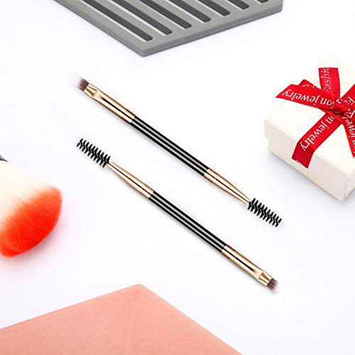 12 Piezas Cepillo de Cejas de Duo, Pincel Spoolie y Cepillo de Cejas Angulado, Mini Cepillo de Cejas Multifuncional para Teñir Ceja Angulada, Apto para Gel Crema