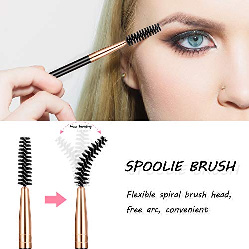 12 Piezas Cepillo de Cejas de Duo, Pincel Spoolie y Cepillo de Cejas Angulado, Mini Cepillo de Cejas Multifuncional para Teñir Ceja Angulada, Apto para Gel Crema