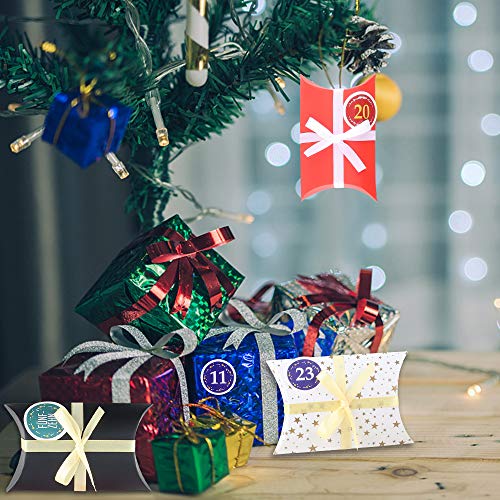 12 x 24 Advent Pegatina en Advent, 6 Tipos Diferentes de Pegatinas de Calendario de adviento y 2 para Cada Tipo, diseños navideños para Manualidades un adviento Calendario, Bella, 40 mm de diámetro