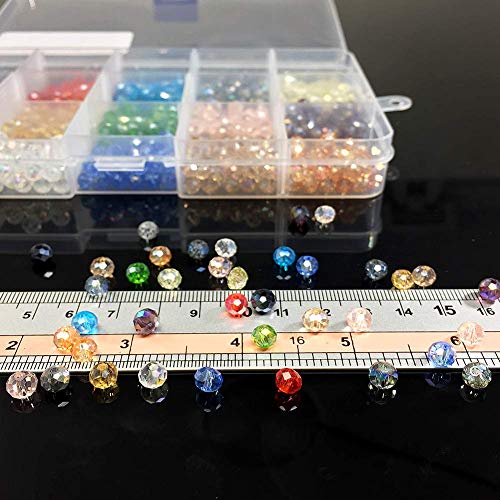 1200Pcs Cuentas Cristal Facetado,Cuentas Cristal Murano,Cuentas de Cristal Swarovski,Cuentas de Cristal para Bisuteria,Diy Pulseras,Cuentas de Cristal para Collares,Cuentas Cristal Plastico