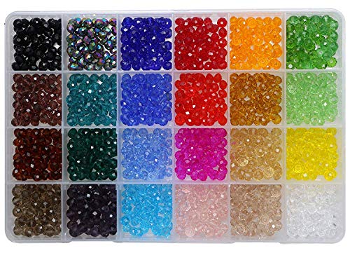 1200Pcs Cuentas Cristal Facetado,Cuentas Cristal Murano,Cuentas de Cristal Swarovski,Cuentas de Cristal para Bisuteria,Diy Pulseras,Cuentas de Cristal para Collares,Cuentas Cristal Plastico