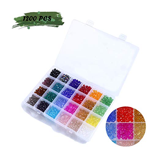 1200Pcs Cuentas Cristal Facetado,Cuentas Cristal Murano,Cuentas de Cristal Swarovski,Cuentas de Cristal para Bisuteria,Diy Pulseras,Cuentas de Cristal para Collares,Cuentas Cristal Plastico