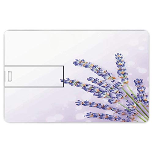 128G Unidades Flash USB Flash Lavanda Forma de Tarjeta de crédito bancaria Clave Comercial U Disco de Almacenamiento Memory Stick Pequeño Ramillete de Hierbas medicinales Planta Fresca de Flor Morada