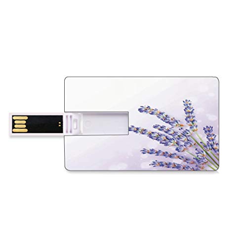 128G Unidades Flash USB Flash Lavanda Forma de Tarjeta de crédito bancaria Clave Comercial U Disco de Almacenamiento Memory Stick Pequeño Ramillete de Hierbas medicinales Planta Fresca de Flor Morada