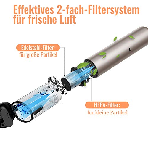 13000 Pa】 Aspiradora de mano sin bolsa para coche y casa, Mini aspiradora con filtro de acero inoxidable y HEPA (aleación de aluminio).