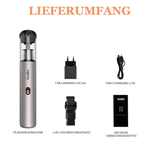 13000 Pa】 Aspiradora de mano sin bolsa para coche y casa, Mini aspiradora con filtro de acero inoxidable y HEPA (aleación de aluminio).