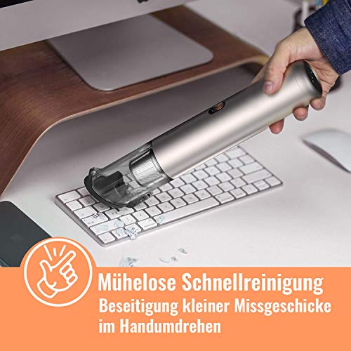 13000 Pa】 Aspiradora de mano sin bolsa para coche y casa, Mini aspiradora con filtro de acero inoxidable y HEPA (aleación de aluminio).