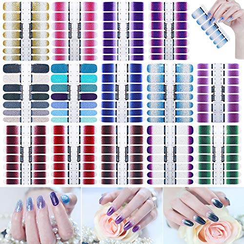 14 Hojas 196pcs Pegatinas Autoadherentes para Uñas, Cubierta Completa Etiqueta Engomada del Esmalte de Uñas para Manicura DIY Arte Diseños de Uñas de Arte para las Mujeres Niñas