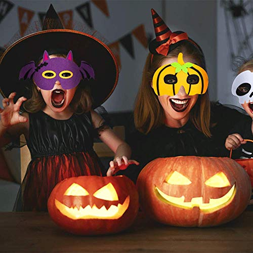 15 máscaras de fieltro de Halloween, fantasma de calabaza, bruja, murciélago para máscaras de cosplay de Halloween, favores de Halloween para niños y niñas, suministros para fiestas de Halloween