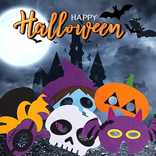 15 máscaras de fieltro de Halloween, fantasma de calabaza, bruja, murciélago para máscaras de cosplay de Halloween, favores de Halloween para niños y niñas, suministros para fiestas de Halloween