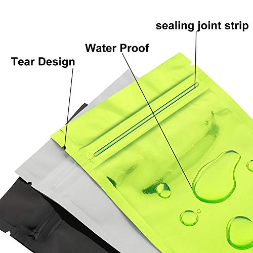 150 Piezas Bolsa Mylar con Cierre Bolsa de Almacenar Alimentos Resellable Bolsa de Papel Aluminio a Prueba de Olor para Alimentos Café Frijoles Dulces Autosellado, 3 Colores, 3,1 x 4,7 Pulgadas