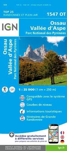 1547 OT Ossau - Vallée d'Aspe - Parc National des Pyrénées (Top 25 & série bleue - Carte de randonnée)