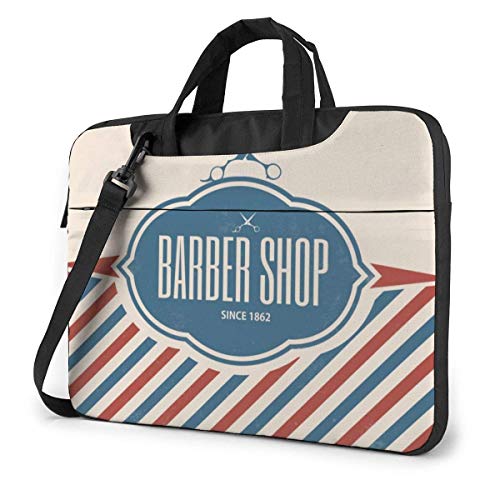 15.6 Inch Funda Bandolera Maletín para Portátil Maletín de Hombro para Negocio Viaje Bandera de peluquería línea roja y Azul