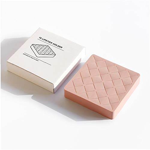 16 Espacios Lápiz Labial Titular De Silicona Suave Brillo De Labios Profesional Organizador Cosmético Creativo Caja De La Caja De Maquillaje Lipgloss Display Board (Rosa)