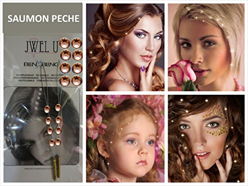 16 x Swarovski Rhinestone pelo joyas elegante accesorios para el pelo 4 mm diámetro salmón para Soirées de peluquería, bodas, etc. Se puede en cualquier posición. fría fijación. Superb, calidad profesional. -