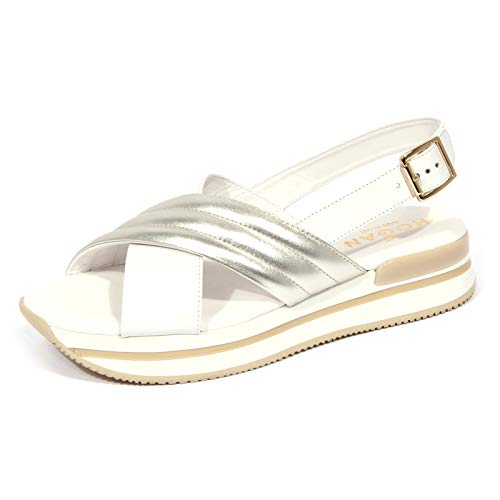 1699J Sandalo Donna White/Platinum HOGAN H257 Zeppa Leather Shoe Woman [36.5]