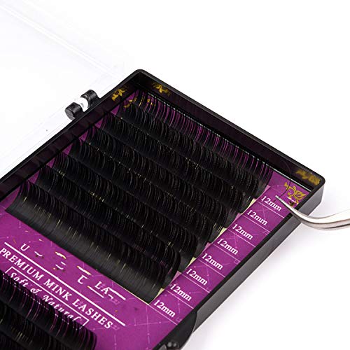 16Rows prima sable falsa mate natural de extensión de la pestaña negro ojo al por mayor de las pestañas cilios maquillaje extensión cilios, C, 0,12 mm, 9 mm