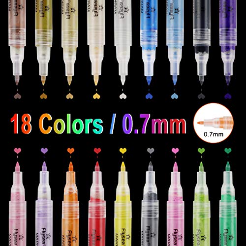 18 Colores Acrílico Pintura Rotulador Rotuladores de Pintura Acrilica rotuladores Rotulador de colores acrílicos 0,7 mm resistente al agua para Marcadores para Pintura de Tela, Madera,Plastico, DIY
