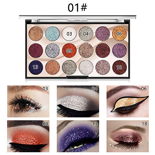 18 Colores de Sombra de Ojos de Paleta Brillante de Cosmético - Opción Ideal Para el Maquillaje - Se Puede Utilizar como Brillo de Labios #1