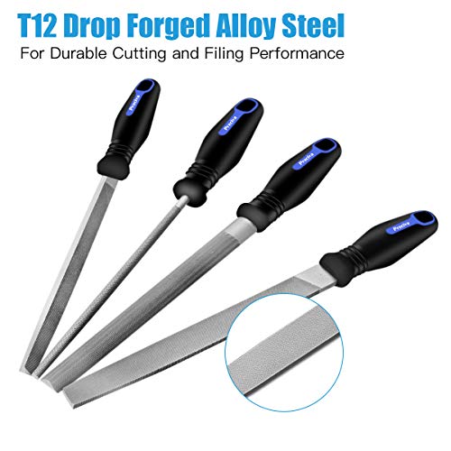 18 Pcs Juego de limas y escofinas,Preciva Juego de limas multiusos en acero con alto contenido de carbono incluye lima plana,triángulo,semirredondas,redondas y 12 Pcs limas de agujas,para metal,madera