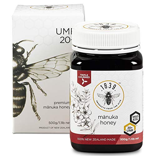 1839 Miel UMF 20+ Miel de Manuka Premium (MGO 829+), 500g (1.1lbs)