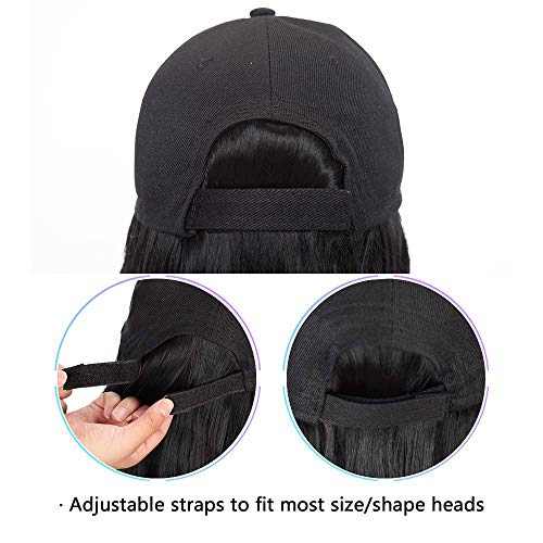 18"(45cm) SEGO Extensiones con Gorra de Cabello Sin Clip Pelo Sintético Se Ve Natural Rizado Ondulado Pelucas Postizos Invisibles Baseball Cap Hat Wig Corn Wave (Vino Rojo,290g)