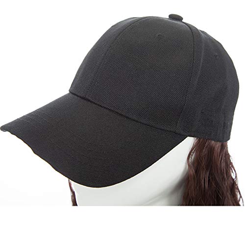 18"(45cm) SEGO Extensiones con Gorra de Cabello Sin Clip Pelo Sintético Se Ve Natural Rizado Ondulado Pelucas Postizos Invisibles Baseball Cap Hat Wig Corn Wave (Vino Rojo,290g)