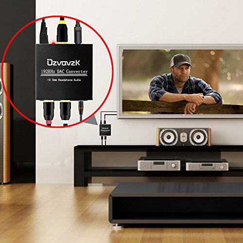 192kHz Digital Analógico Convertidor,Ozvavzk DAC Audio Óptico a Estéreo RCA y Jack 3.5mm Convertidor con Cable Óptico.