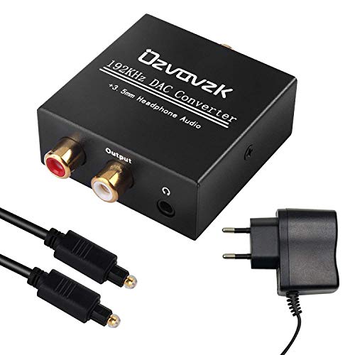 192kHz Digital Analógico Convertidor,Ozvavzk DAC Audio Óptico a Estéreo RCA y Jack 3.5mm Convertidor con Cable Óptico.