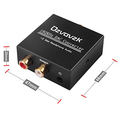 192kHz Digital Analógico Convertidor,Ozvavzk DAC Audio Óptico a Estéreo RCA y Jack 3.5mm Convertidor con Cable Óptico.
