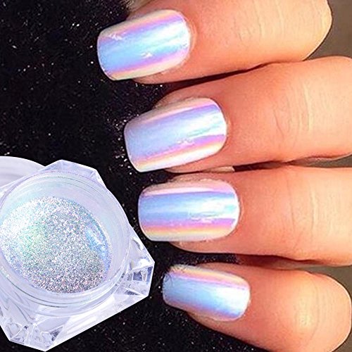 1g polvo uñas purpurina unicornio pigmento espejo holográfica cromo glitter nail art neón cristal lentejuela