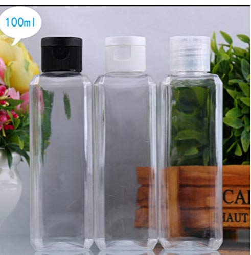 1pc 100ml Claro tirón de la Tapa Superior Recargables Botella Transparente pequeña Simple envase vacío Maquillaje líquido cosmético Botellas Azar