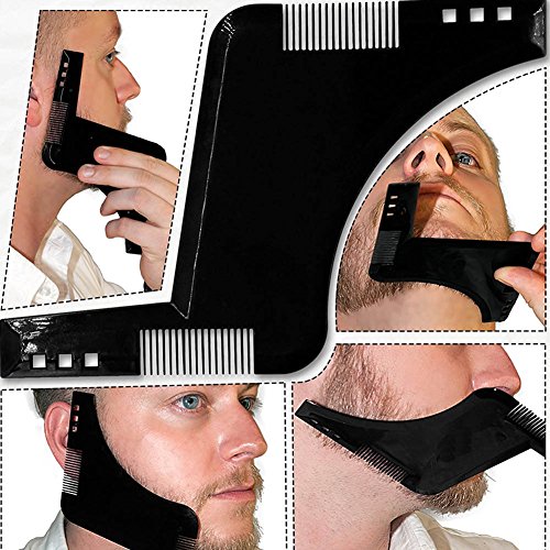 1PC Modelado de barba y peinado plantilla peine Peine de Barba Plantilla de Barba Herramienta de Formación de Barba Adecuado Peine Plantilla Guía de Afeitado para Barba (Negro)