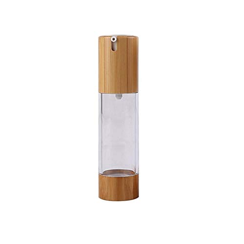 1PCS 50ml 1.7oz Vacío recargable Eco Bamboo Plastic Airless Bomba de vacío Prensa Botella Tarro Vial Dispensador de loción Viaje Contenedores cosméticos Soporte para suero de esencia de emulsión