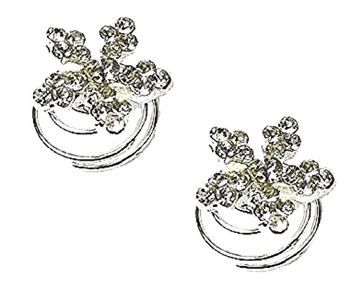2 cristal plateado con brillantes de uniones de pines de espirales espiral de pelo de flores de boda suite vestido de dama de honor accesorios joyas - 1,5 cm de diámetro