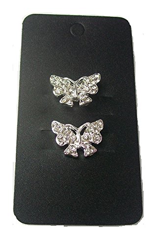 2 cristal plateado espiral de pelo de mariposa uniones de pines de boda suite joyas de espirales - 1,5 cm x 1,9 cm