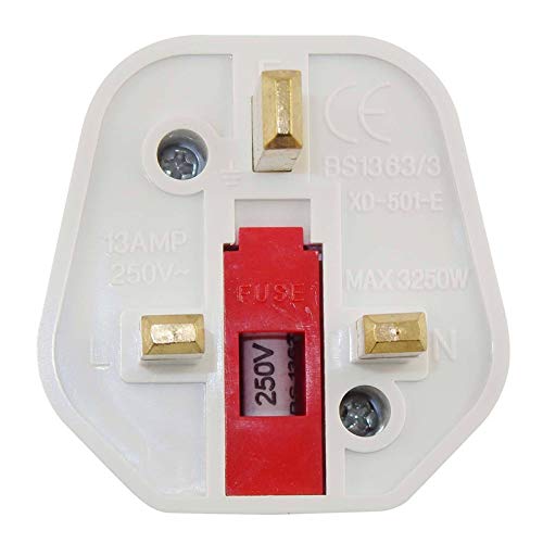 2 Euro Adaptador de enchufe de la UE Pin al adaptador de CA Universal Plug Reino Unido 3 Pin convertidor del recorrido del adaptador de viaje Europea 250V 16A (Color : White, tamaño : 4.8 * 4.*6.6CM)
