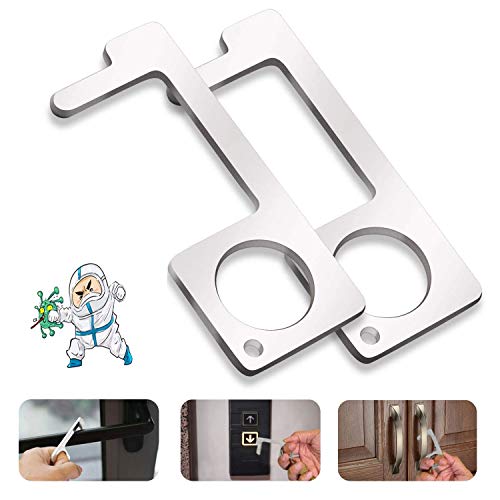 【2 Pack】Abridor de puerta de latón sin contacto,Higiene Cierra puertassin contacto,Portátil De múltiples fines Salud Llave Tool para abrir/cerrar puerta,Hacer clic Botón,Mantenga las manos limpias